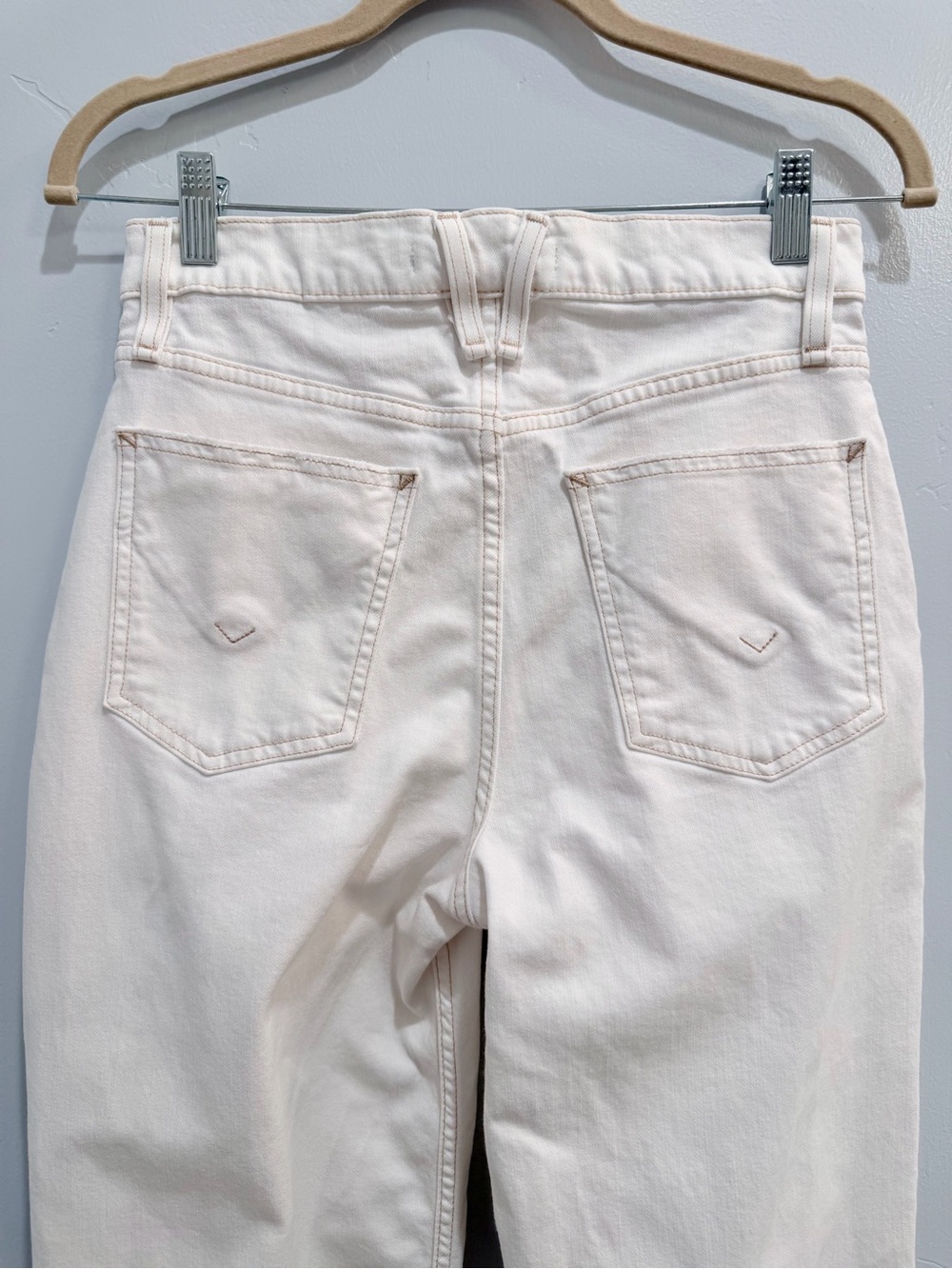 Hudson Jeans Jodie Wide Leg Utility High Rise Pants White Tan Stitching Size 27 - Picture 6 of 15